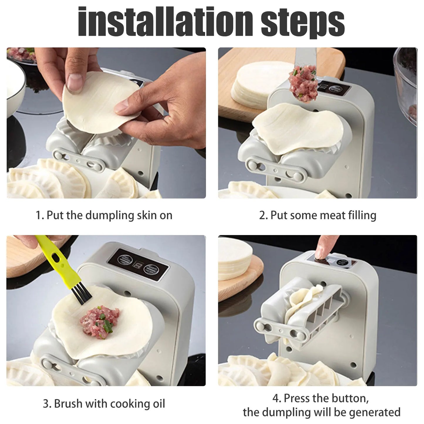Electric Dumpling Maker 1200Mah Rechargeable Automatic Dumpling Maker with Filling Spoon Brush 2 Modes Efficient Dumpling Maker