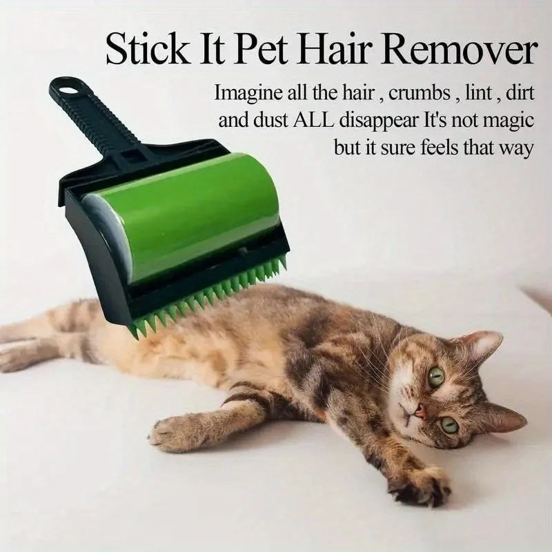 1Set Stick It Roller Handheld Set Pet Hair Remover Roller Kit, Reusable Washable Sticky Lint Roller for Pet Hairs, Carseats