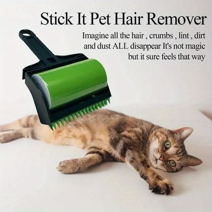 1Set Stick It Roller Handheld Set Pet Hair Remover Roller Kit, Reusable Washable Sticky Lint Roller for Pet Hairs, Carseats