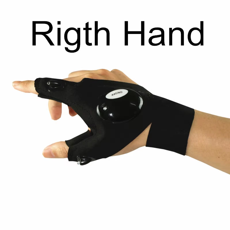 Fingerless Glove LED Flashlight Waterproof Torch Fishing Camping Hiking Survival Safety Multi Light Night Tool Outdoor Tool