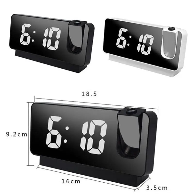 Multifunctional 180° Rotating Projection Creative Alarm Clock, LED Silent Colour Screen, Bedroom Ceiling Projection Gift
