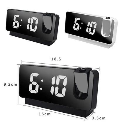 Multifunctional 180° Rotating Projection Creative Alarm Clock, LED Silent Colour Screen, Bedroom Ceiling Projection Gift